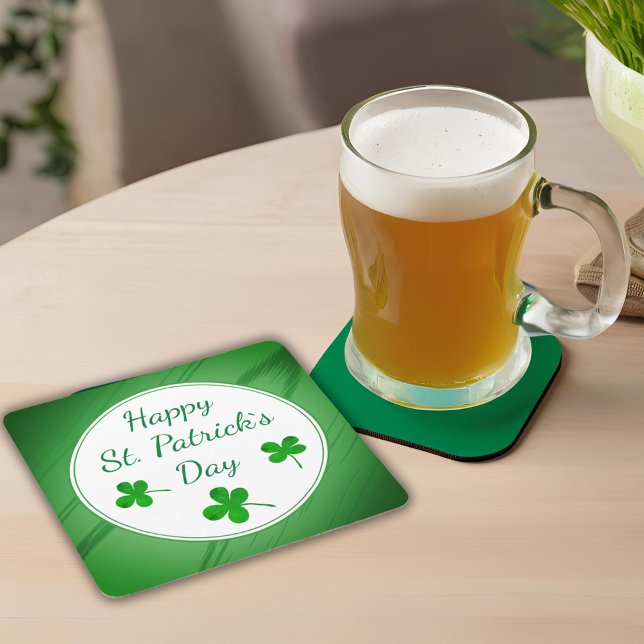 Dessous De Verre Carré Joyeux Saint Patrick`s Day Shamrock vert irlandais (Créateur téléchargé)