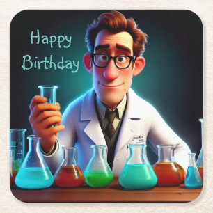 Dessous De Verre Carré Joyeux scientifique anniversaire