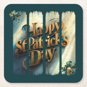 Dessous De Verre Carré Joyeux St.Patrick's Day Pinceau vertical