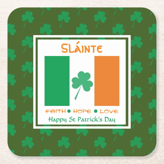 Dessous De Verre Carré JOYEUX ST PATRICK'S DAY Sláinte (Devant)