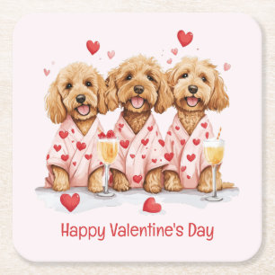 Dessous De Verre Carré Joyeux Valentines Day Goldendoodle Dogs
