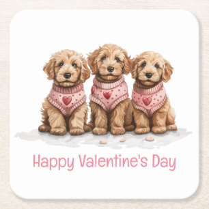 Dessous De Verre Carré Joyeux Valentines Day Goldendoodle Dogs