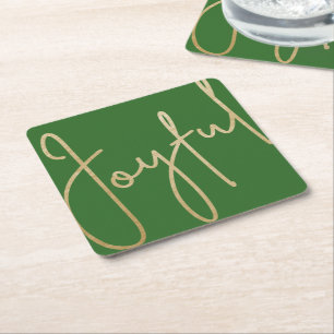 Dessous De Verre Carré JOYFUL Gold Faux Foil vert