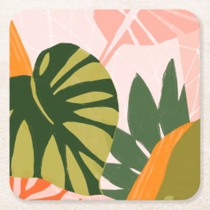 Dessous De Verre Carré Jungle Collage I