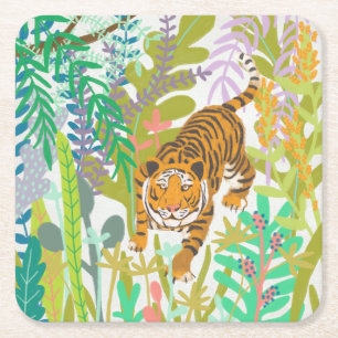Dessous De Verre Carré Jungle Roar - Tigre