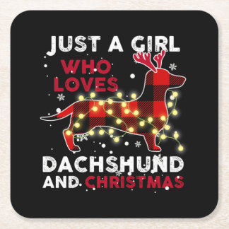 Dessous De Verre Carré Just A Girl Who Loves Dachshund And Christmas