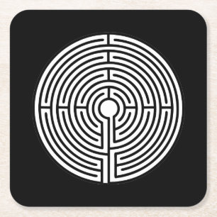 Dessous De Verre Carré Juste un labyrinthe en noir