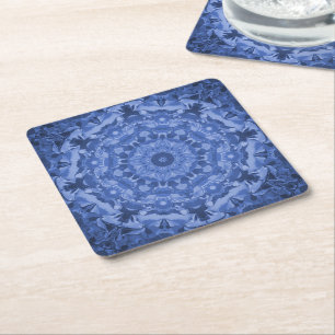Dessous De Verre Carré Kaleidoscope bleu royal complexe