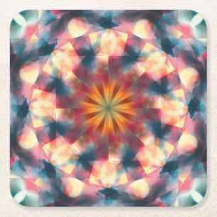 Dessous De Verre Carré Kaleidoscopique Prismatique Mandala
