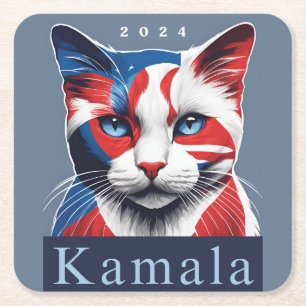 Dessous De Verre Carré Kamala Cat 2024 Démocrate des élections américaine