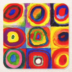 Dessous De Verre Carré Kandinsky Farbstudie Quadrates Cercles Art