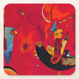 Dessous De Verre Carré Kandinsky Mit und Gegen Red Abstrait Peinture