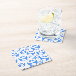 Dessous De Verre Carré Kawaii Panda bébé bleu et blanc modèle