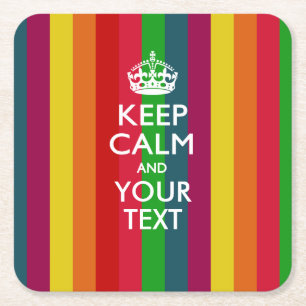 Dessous De Verre Carré KEEP CALM personnalisé et votre texte pour Rainbow