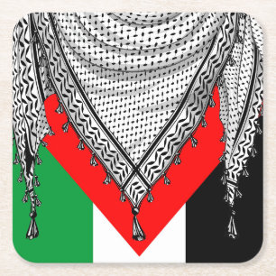 Dessous De Verre Carré Keffiyeh Écharpe palestinienne tissu traditionnel