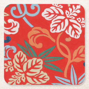 Dessous De Verre Carré Kimono japonais hawaïen rouge