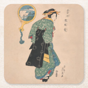 Dessous De Verre Carré Kimono Woman Courtesan