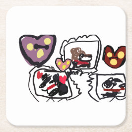 Dessous De Verre Carré King Charles Spaniel hearts 