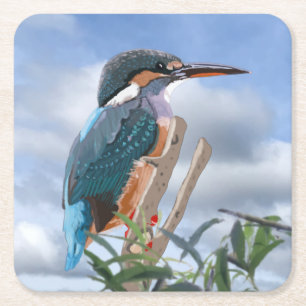 Dessous De Verre Carré Kingfisher et Willow