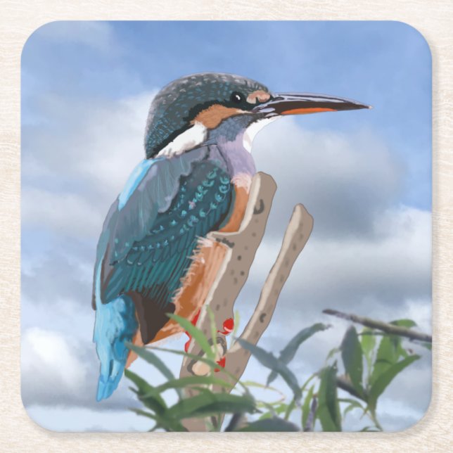 Dessous De Verre Carré Kingfisher et Willow (Devant)