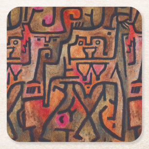 Dessous De Verre Carré Klee Abstrait Rouge Abstrait Expressionniste Natur
