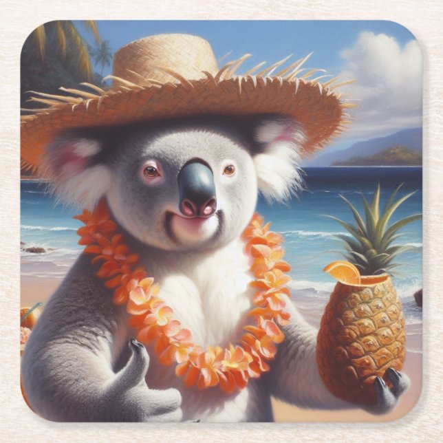Dessous De Verre Carré Koala Luau (Devant)