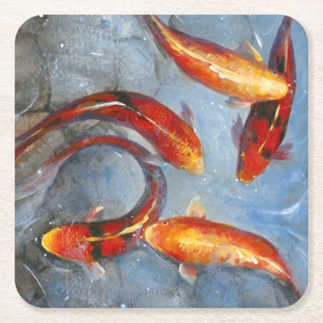 Dessous De Verre Carré Koi gracieux I (Devant)