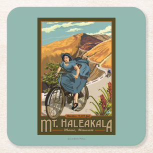Dessous De Verre Carré La bicyclette de Mt. Haleakala monte Hawaï