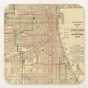 Dessous De Verre Carré La carte de Blanchard de Chicago