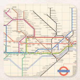 Dessous De Verre Carré La carte souterraine de Londres