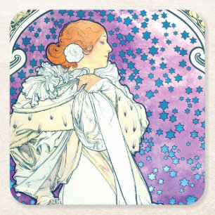 Dessous De Verre Carré La Dame des Camelias, Alphonse Mucha