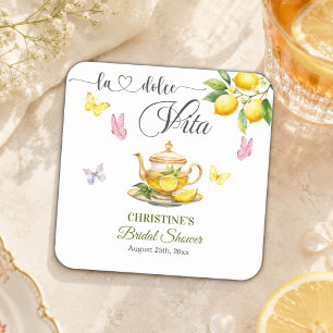 Dessous De Verre Carré La Dolce Vita Théière à Citron pour la Mariée