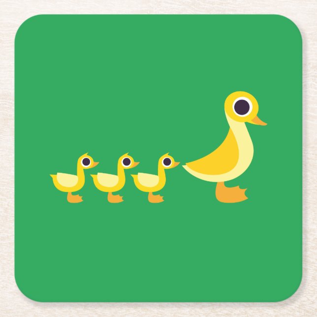 Dessous De Verre Carré La famille de canard (Devant)