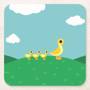 Dessous De Verre Carré La famille de canard