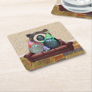Dessous De Verre Carré La famille Pet Rock