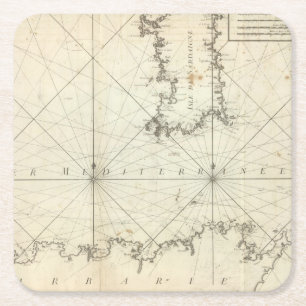 Dessous De Verre Carré La mer Méditerranée 2