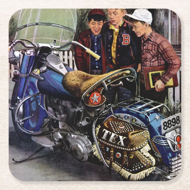Dessous De Verre Carré La moto de Tex (Devant)