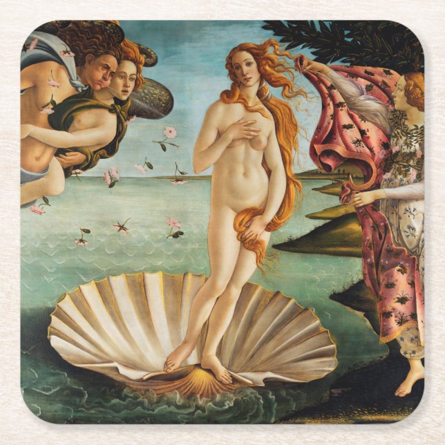 Dessous De Verre Carré La naissance de Vénus, Sandro Botticelli, 1485 (Devant)