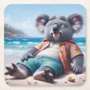 Dessous De Verre Carré La plage de Koala