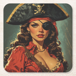 Dessous De Verre Carré La tentatrice pirate écarlate