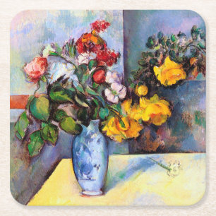 Dessous De Verre Carré La vie morte avec des fleurs dans un Vase, Paul Ce