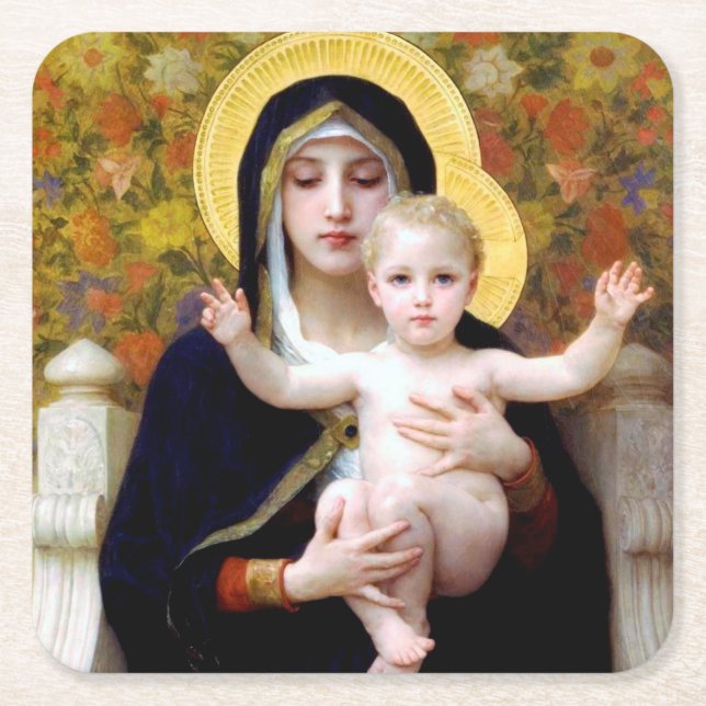 Dessous De Verre Carré La Vierge de la Lily, Bouguereau (Devant)