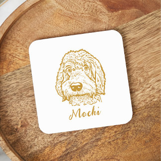 Dessous De Verre Carré Labradoodé Chien Dessin main personnalisé