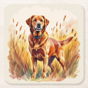 Dessous De Verre Carré Labrador Retriever Chien Rouge Renard