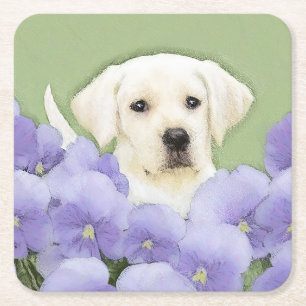 Dessous De Verre Carré Labrador Retriever Puppy Painting Original Chien A