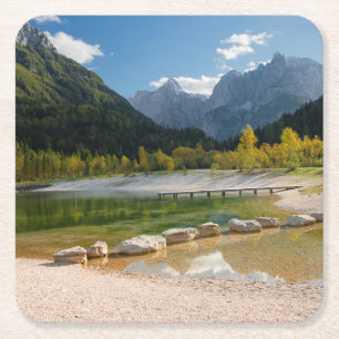 Dessous De Verre Carré Lac Jasna dans les Alpes slovènes à l'automne