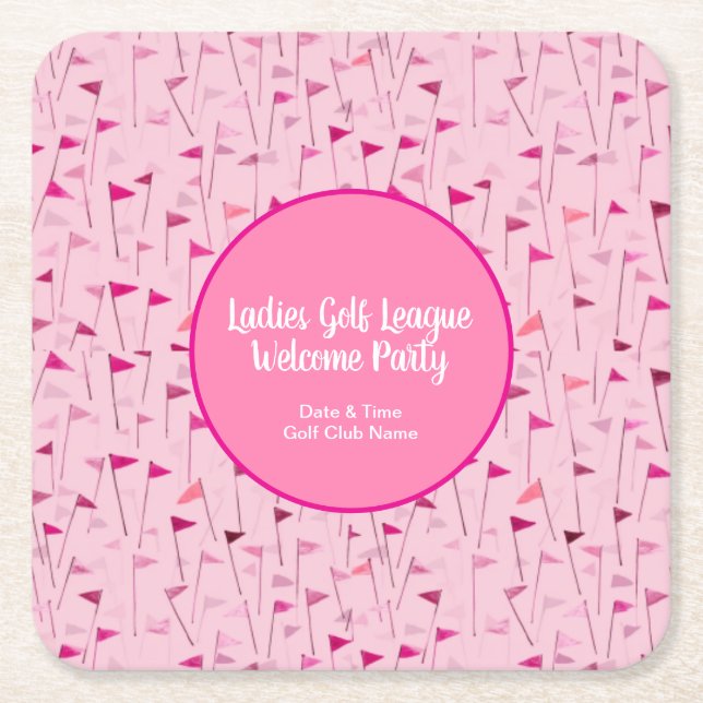 Dessous De Verre Carré Ladies Pink Golf Flag Party Coaster (Devant)