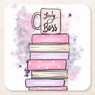 Dessous De Verre Carré Lady Boss Books et Mug