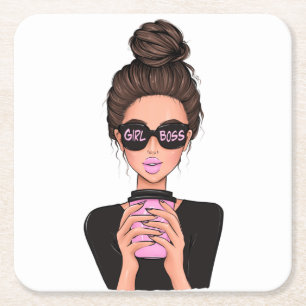 Dessous De Verre Carré Lady Boss Life, Boss Babe Woman, Girl Boss T-Shirt