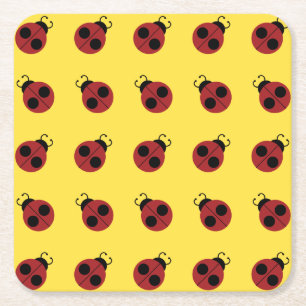 Dessous De Verre Carré Ladybug 60s rétro cool rouge jaune